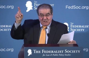Leftists have a near-monopoly in law schools. They want to ban judges from viewpoint-diversity events.  Scalia-judge.The_Federalist_Society.youtube-370x242