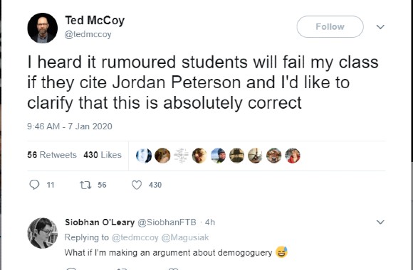 Professor Says It S Absolutely Correct That He Ll Fail Students Who Cite Jordan Peterson The College Fix
