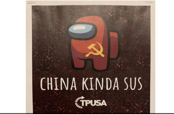 China Kinda Sus': Student Club Poster at Illinois High School