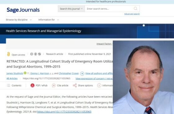Charlotte Lozier Institute James Studnicki, retracted studies, Sage Journals