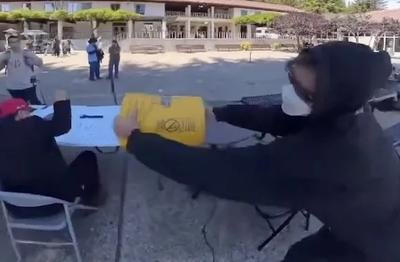 Leftist activist dumps unknown black liquid on conservative pundit at UC Santa Cruz