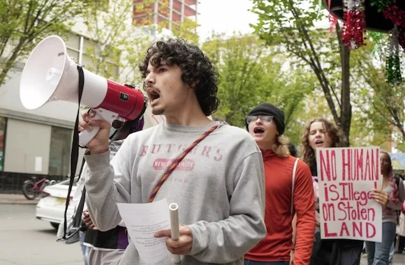 Rutgers University leftist student coalition marches against ICE